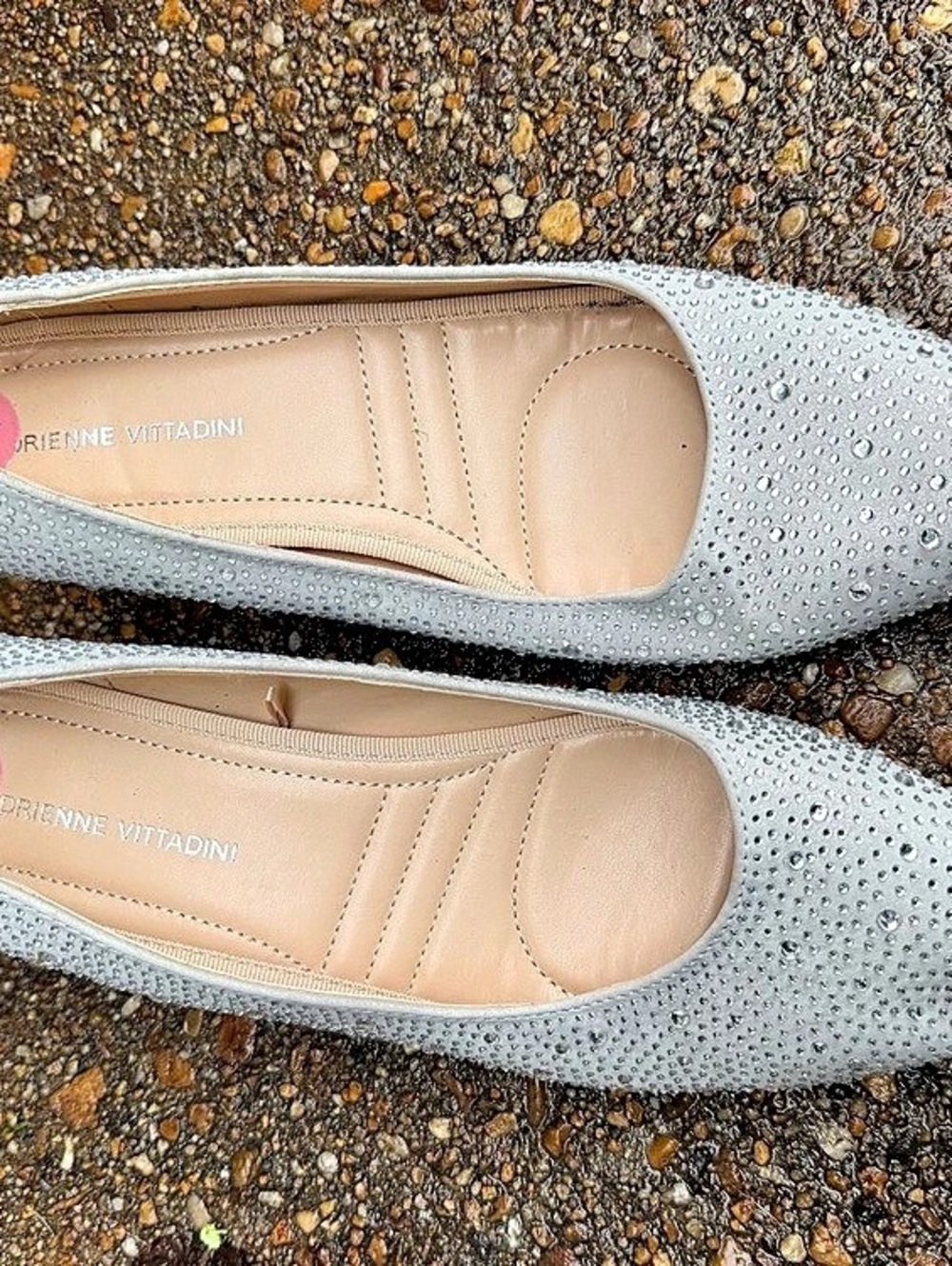 Adrienne Vittadini Rhinestone Pointed-Toe Heels in Silver US 10